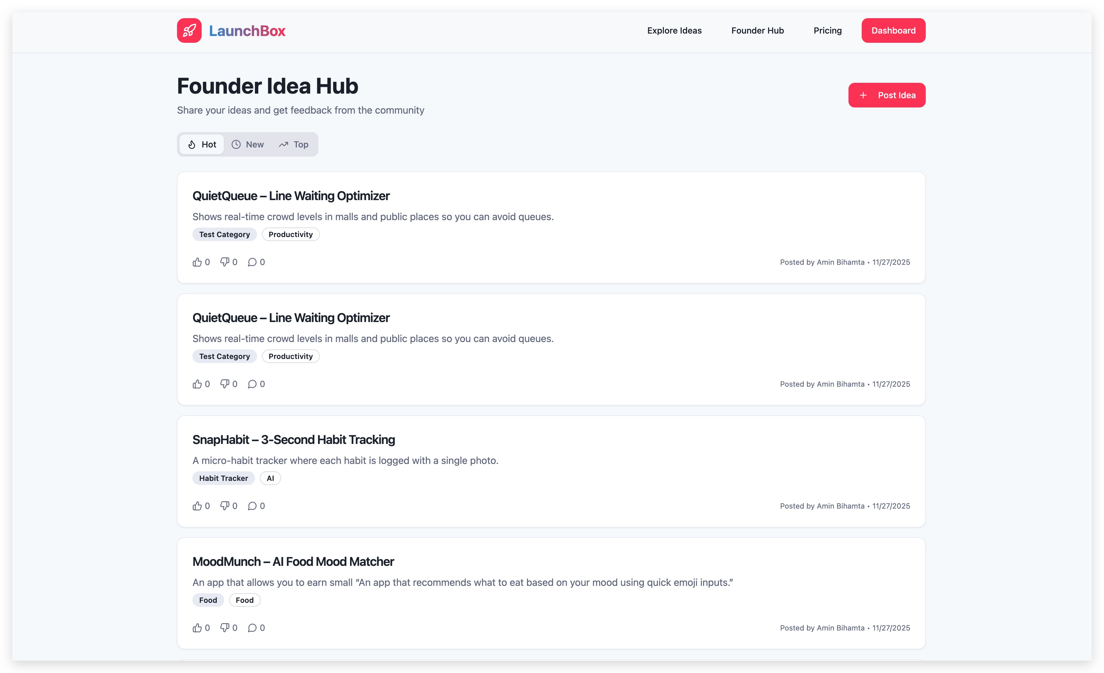Founder Hub — Explore Real Ideas, Collaborate & Validate